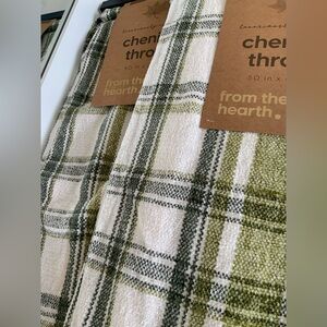 (2) Green and White Plaid Chenille Throw